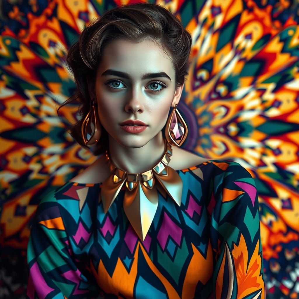 Cubist Goddess in Art Deco Opulence