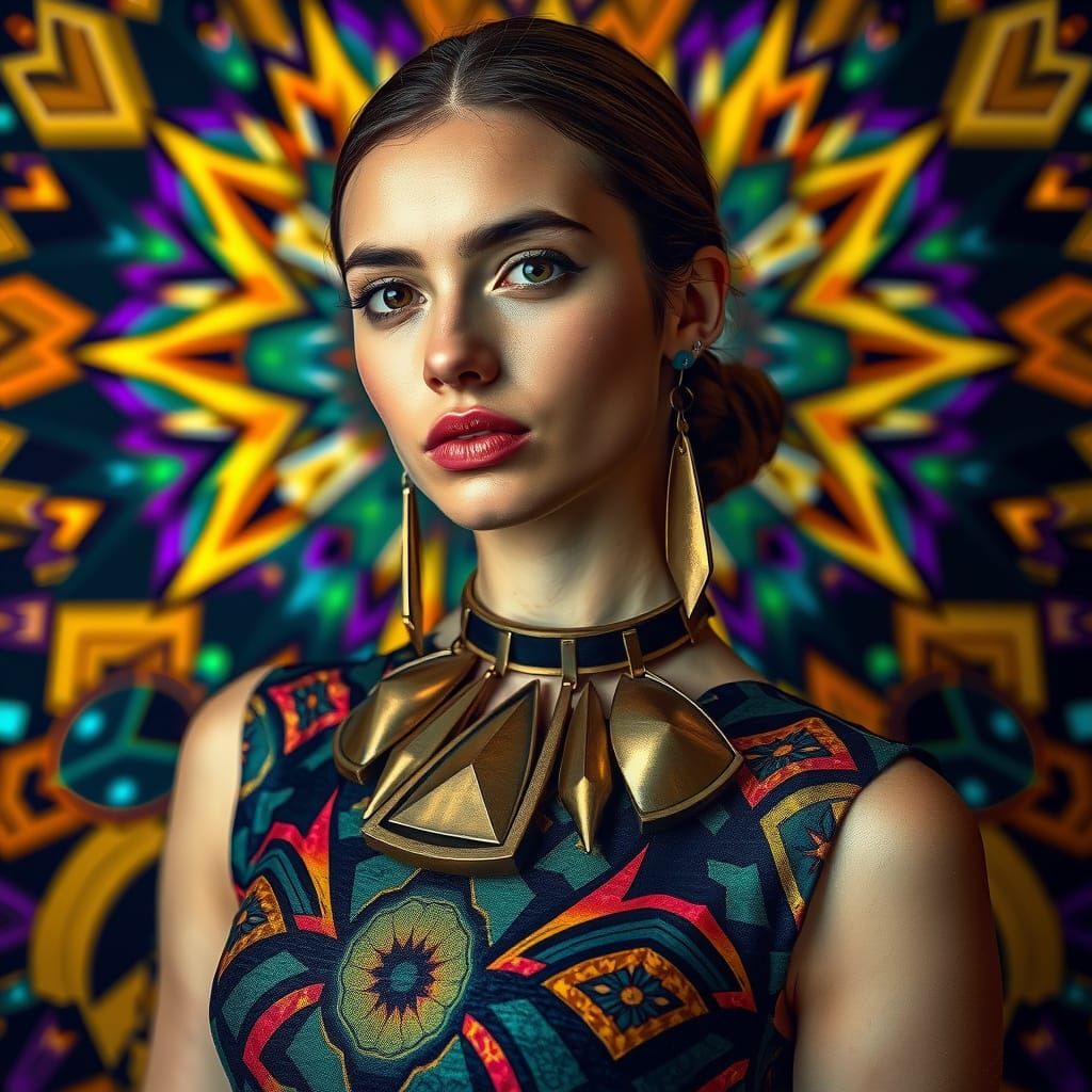 Cubist Chic Woman in Art Deco Portrait