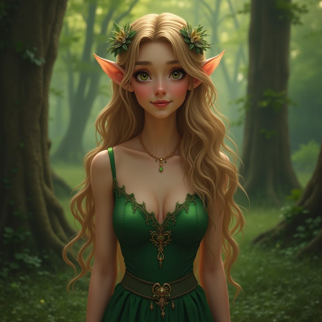 Ethereal Elven Princess in a Forest Glade