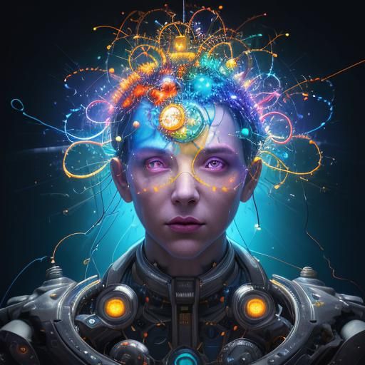 Vibrant Human Mind with Brilliant Ideas as Splash Art