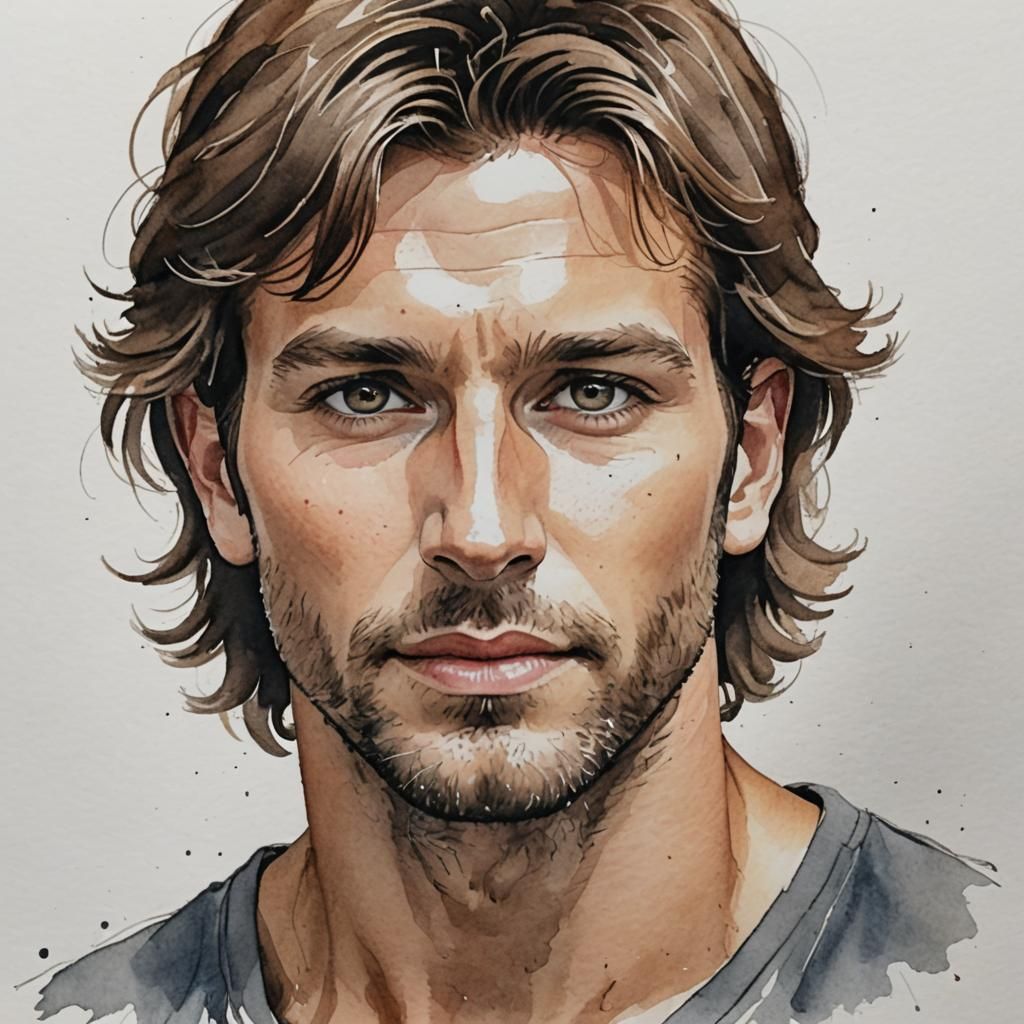 Male portrait, watercolor sketch