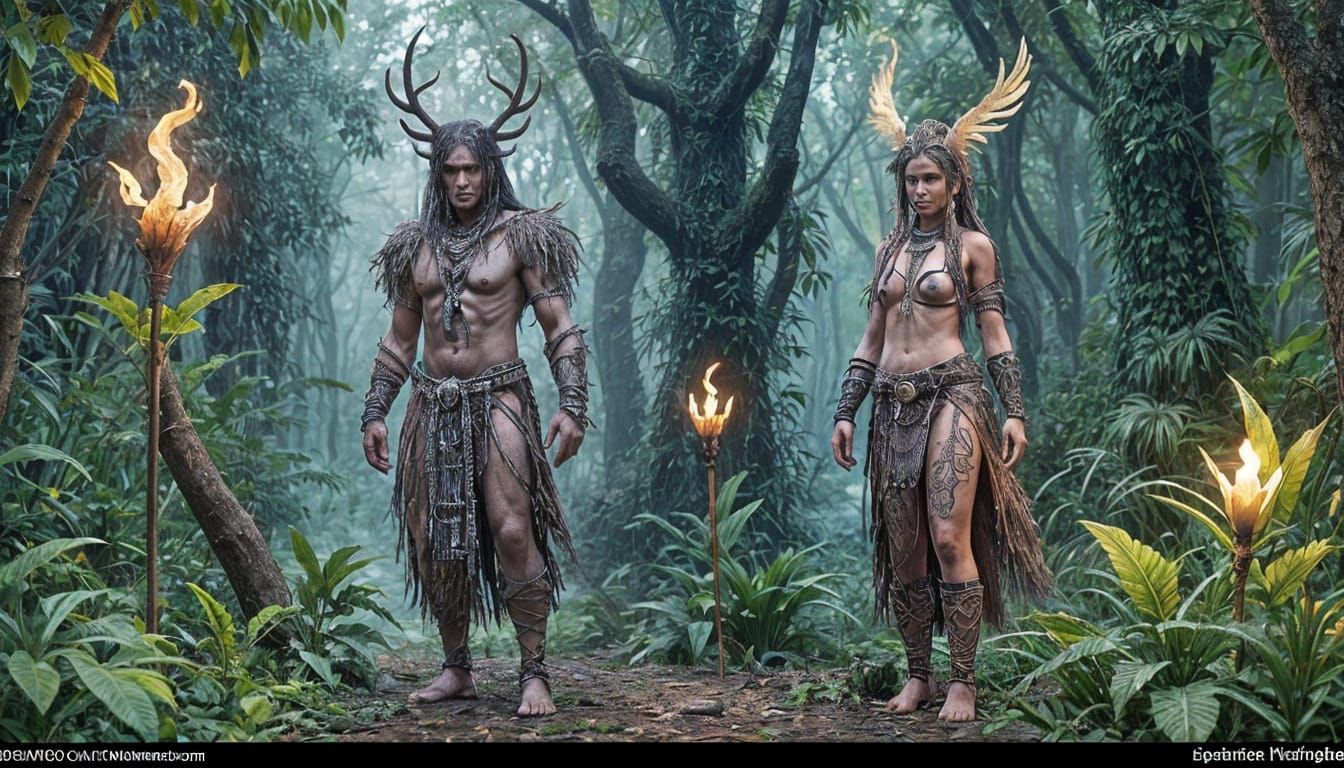 Mystical Jungle Shaman Concept Art in 3D Anime Style