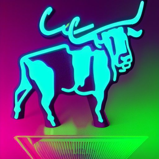 Neon Bull in Synthwave Retro Style