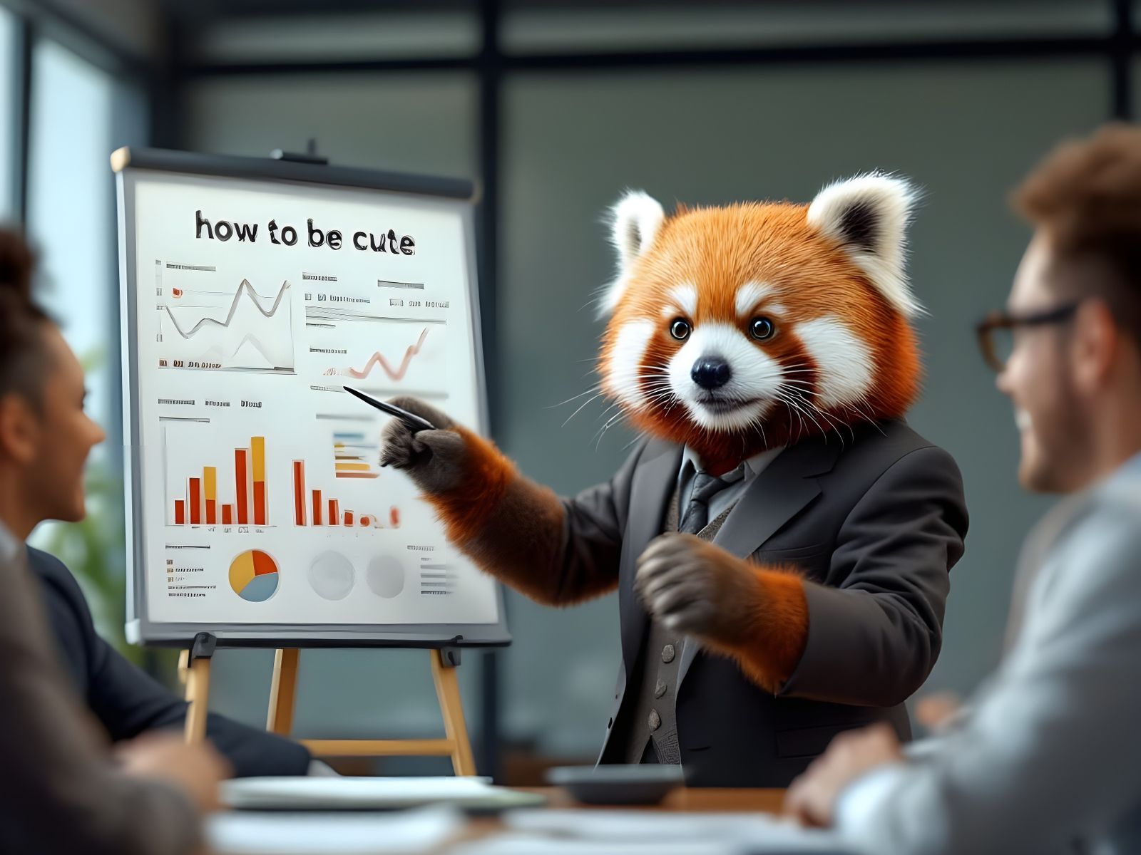 Red Panda Presents 'How to Be Cute' in Office Meeting