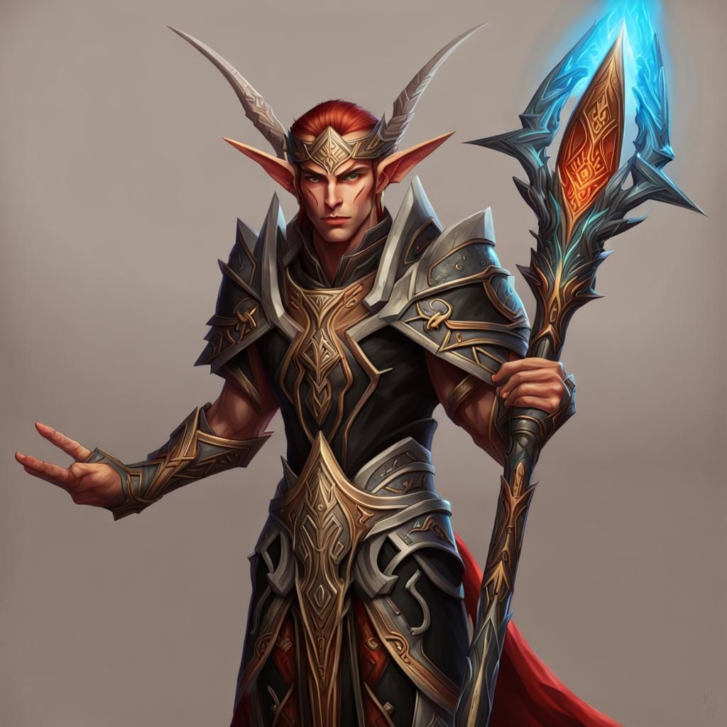 Visionary Elf Pilgrim with Spear of Tranquility
