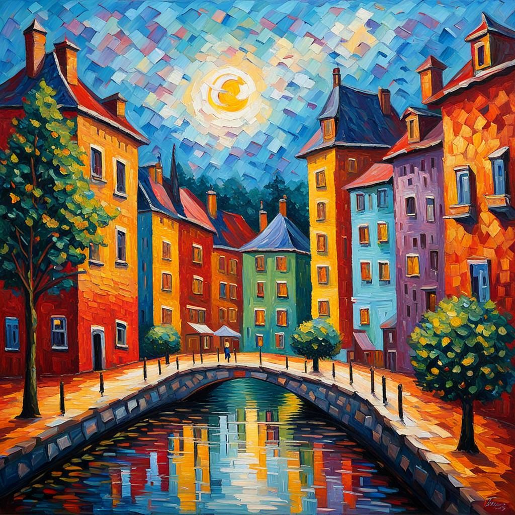 Neo-Impressionist Oil Painting with Textured Paint