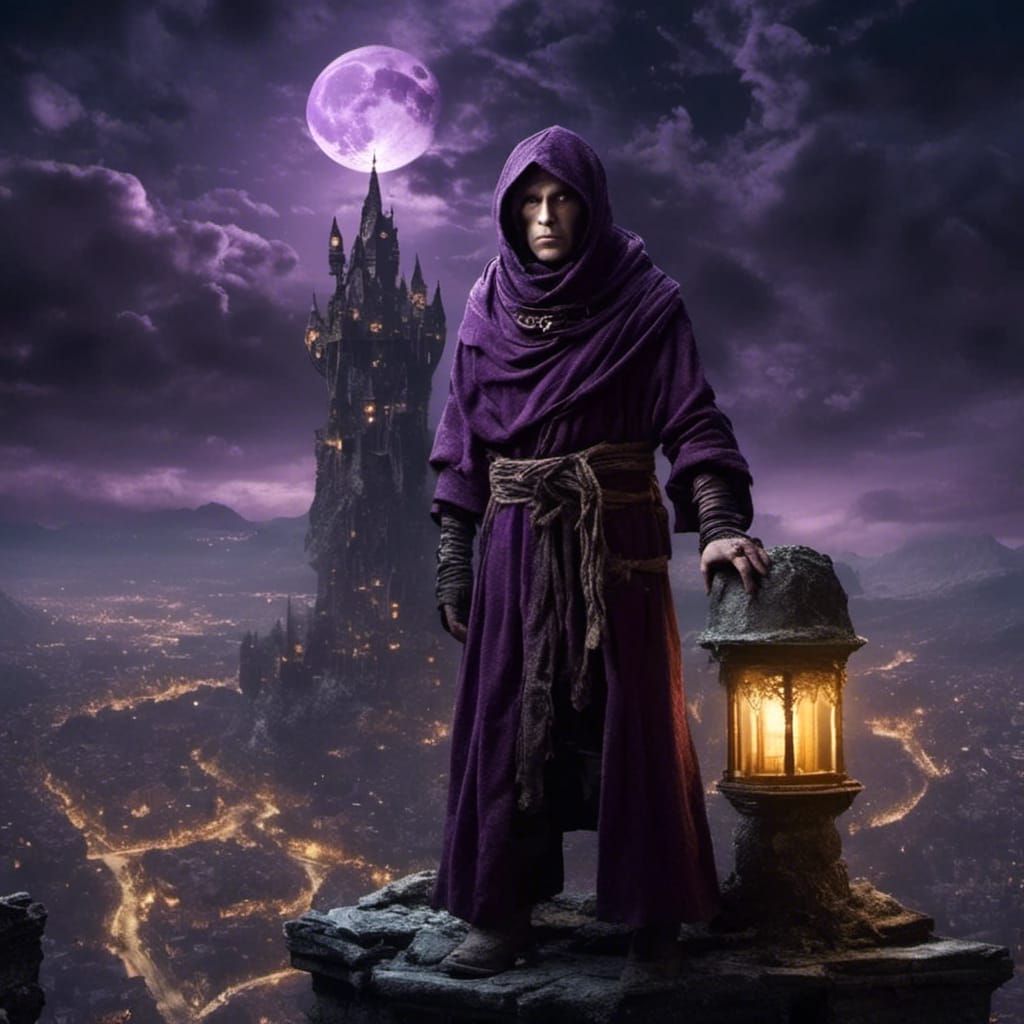 Halfling Monk in Moonlit Fantasy City