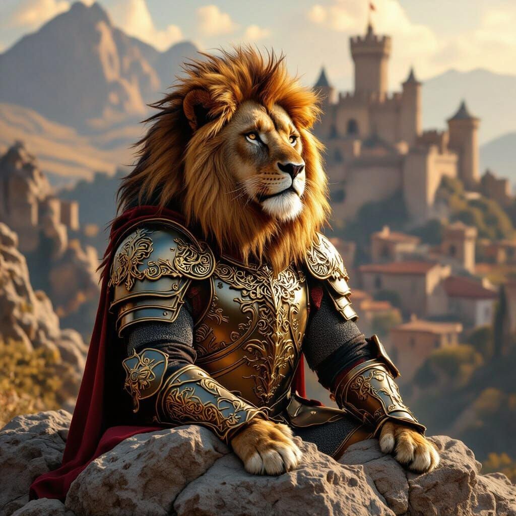 Armored Lion King Overlooking His Realm