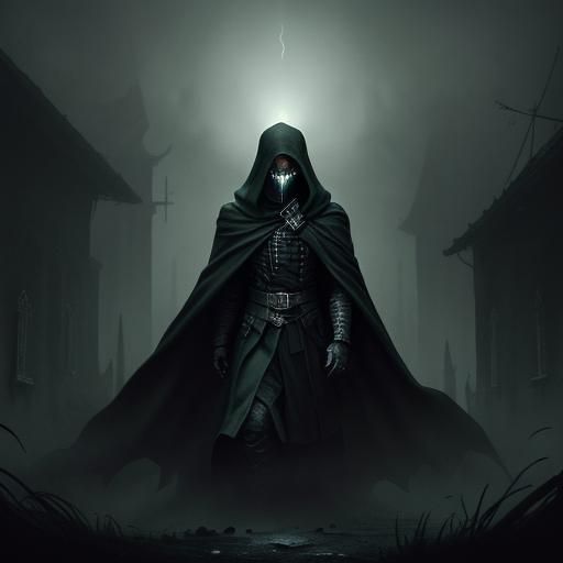 Eerie Dark Fantasy Figure in Empty Street