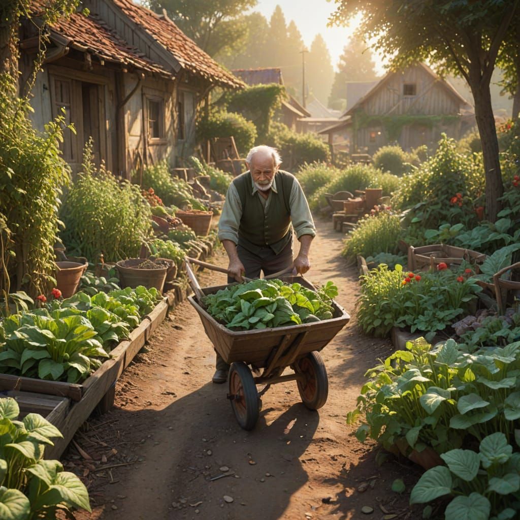 Golden Age of Harvest: Idyllic Vegetable Plot