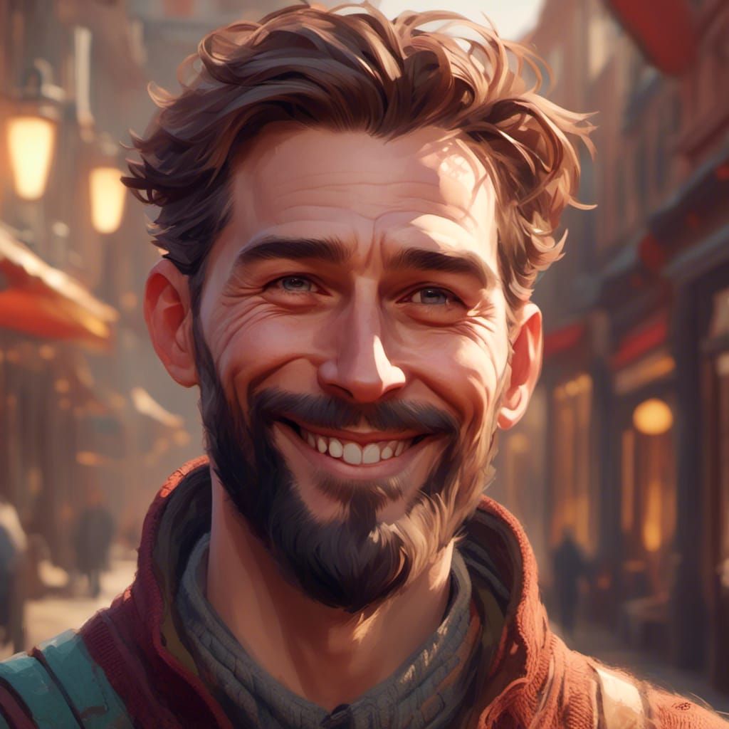 Smiling Biologist Portrait in Detailed Art Style