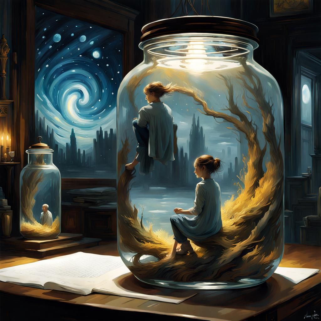Dreams in a Jar: Detailed Impressionistic Art