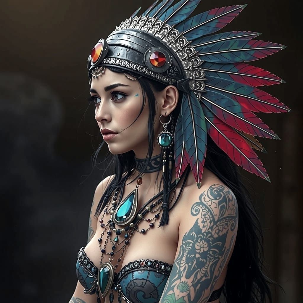 Stunning Indigenous Goddess in Tribal Attire