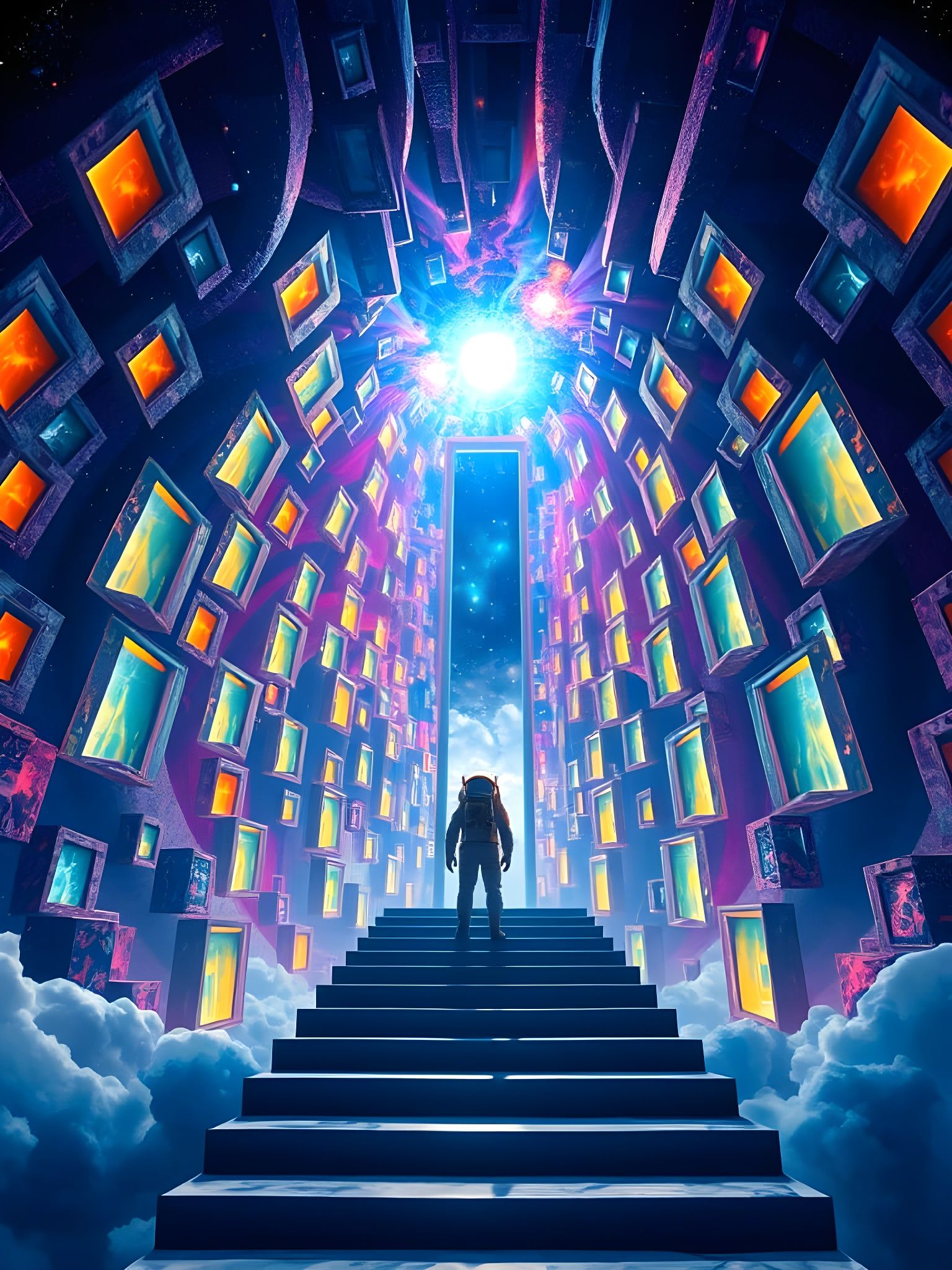 Astronaut and Leaking Portals in Cosmic Sky