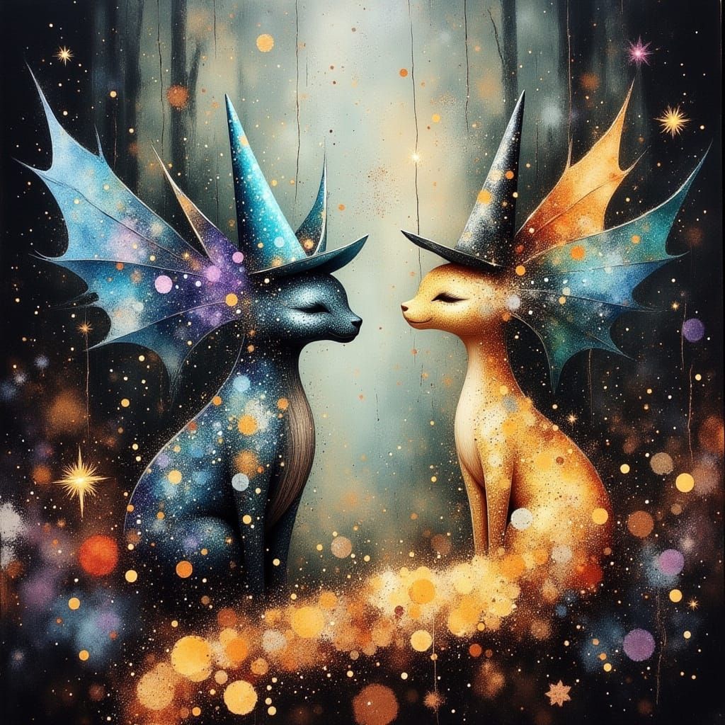 Surreal Magical Realm of Wizards and Dragons in Impressionis...