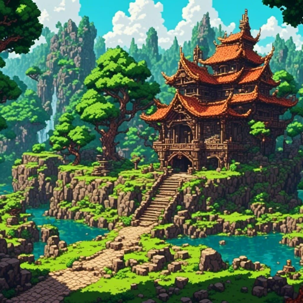 Dragon Ball Fantasy Background in 8K Pixel Art Style