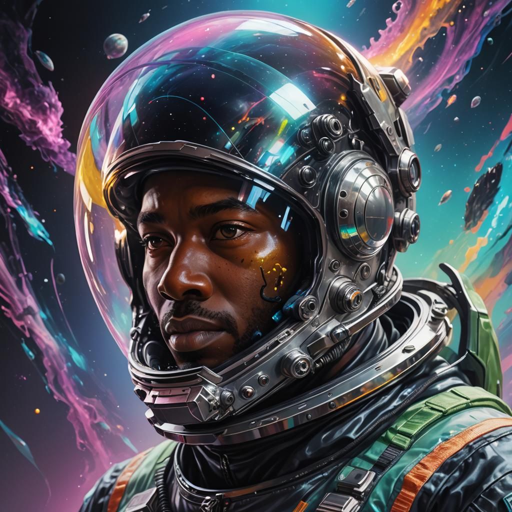 Futuristic Astronaut and Alien Monster Reflection