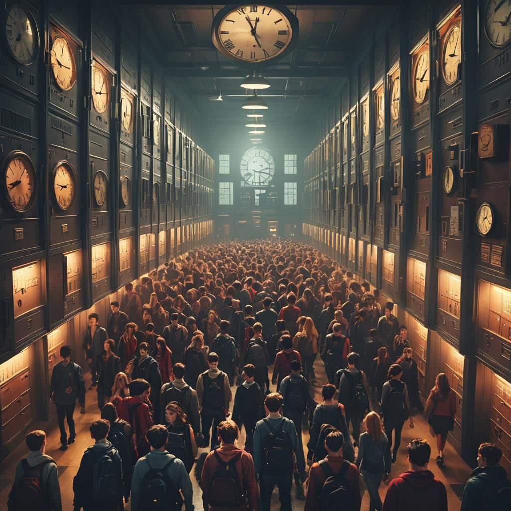 Trapped Students in School Hallway: Digital Matte Painting