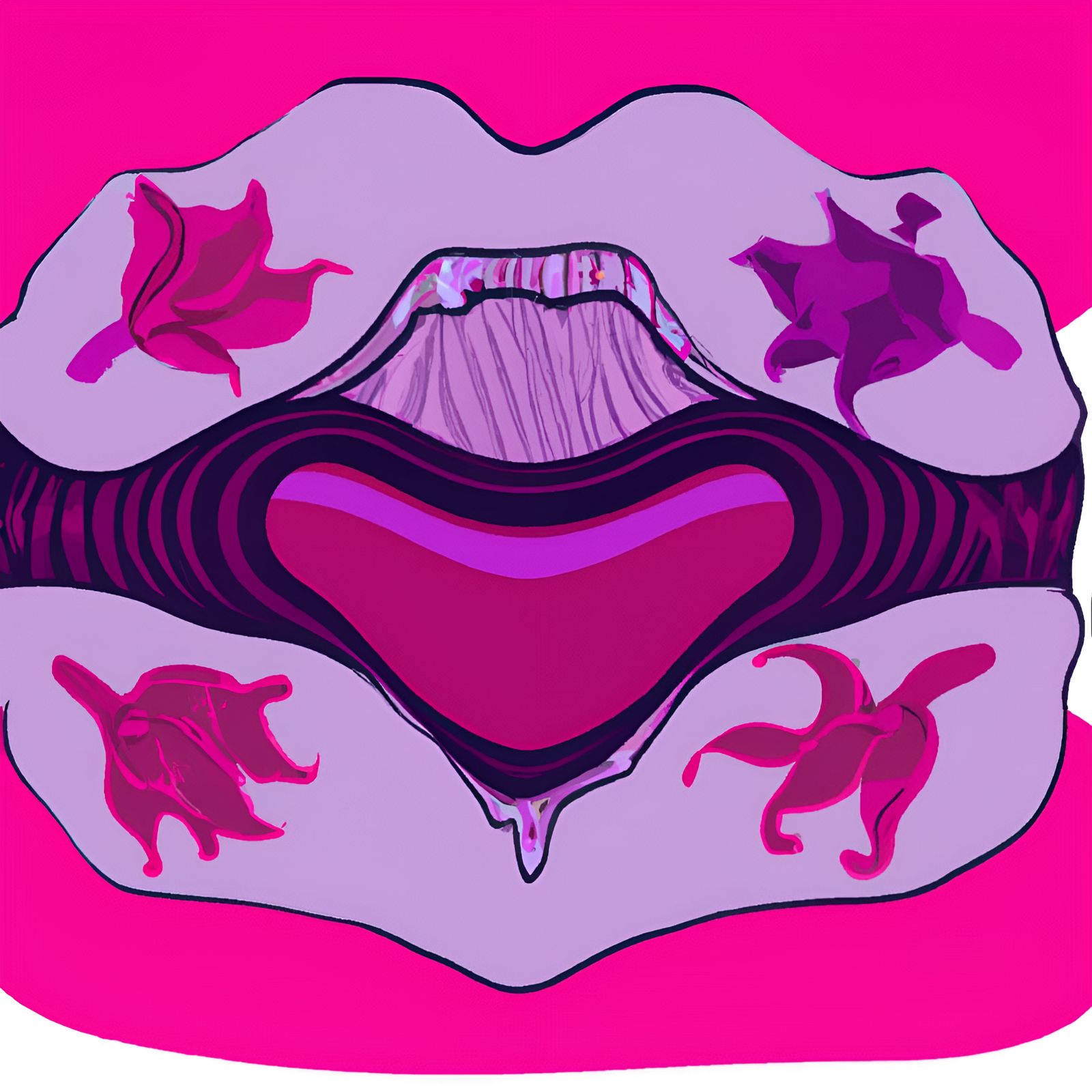 Symmetrical Pink and Purple Feminine Flower Design