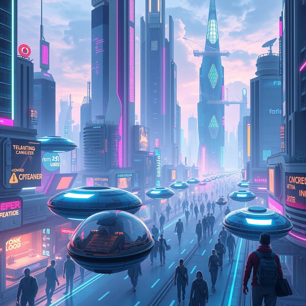 Cyberpunk Utopia Metropolis at Dusk
