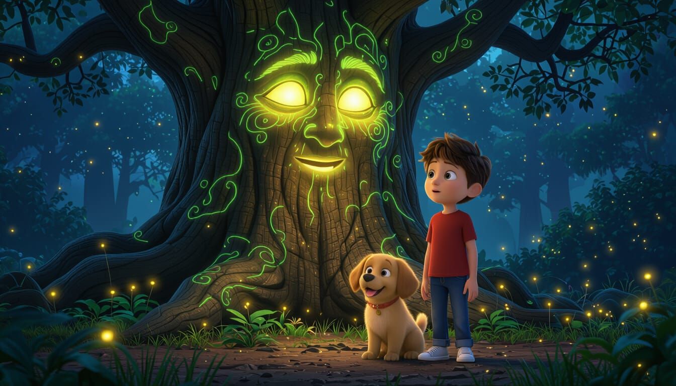 Sami and Puppy Discover Magical Glowing Tree