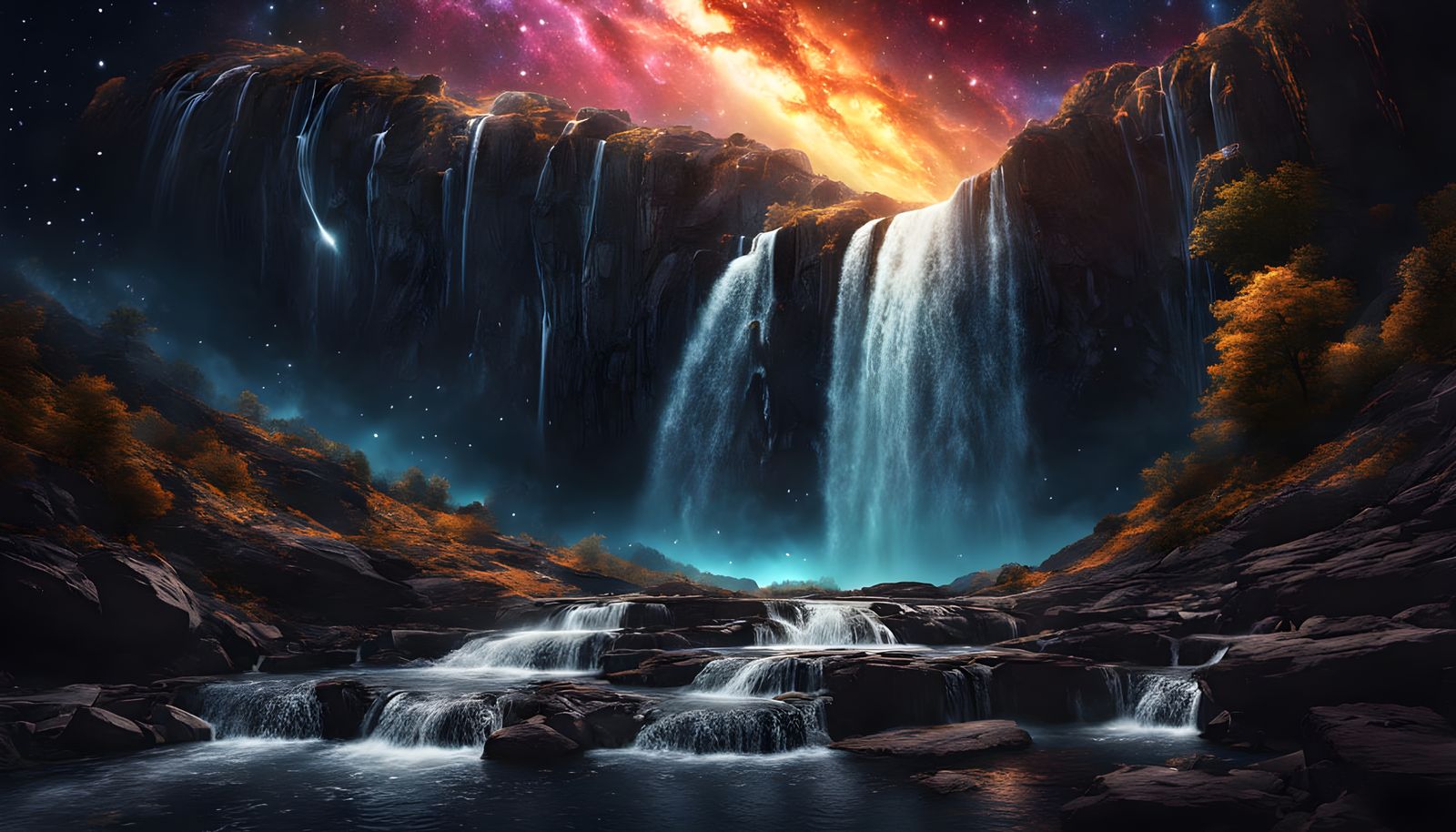 Galactic Waterfall Flowing into Black Hole