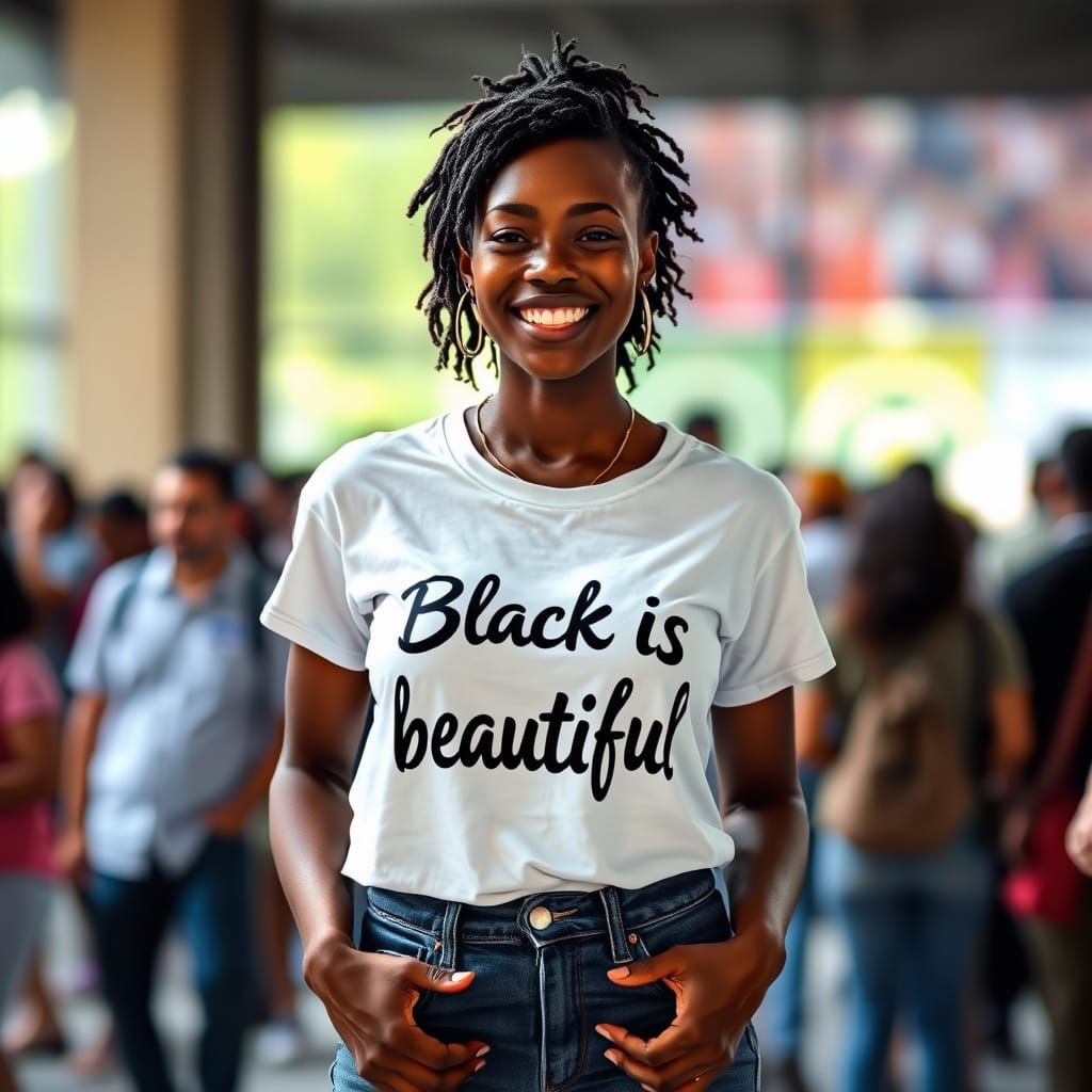 Confident Dark Skinned Woman Embracing Black Beauty in City ...