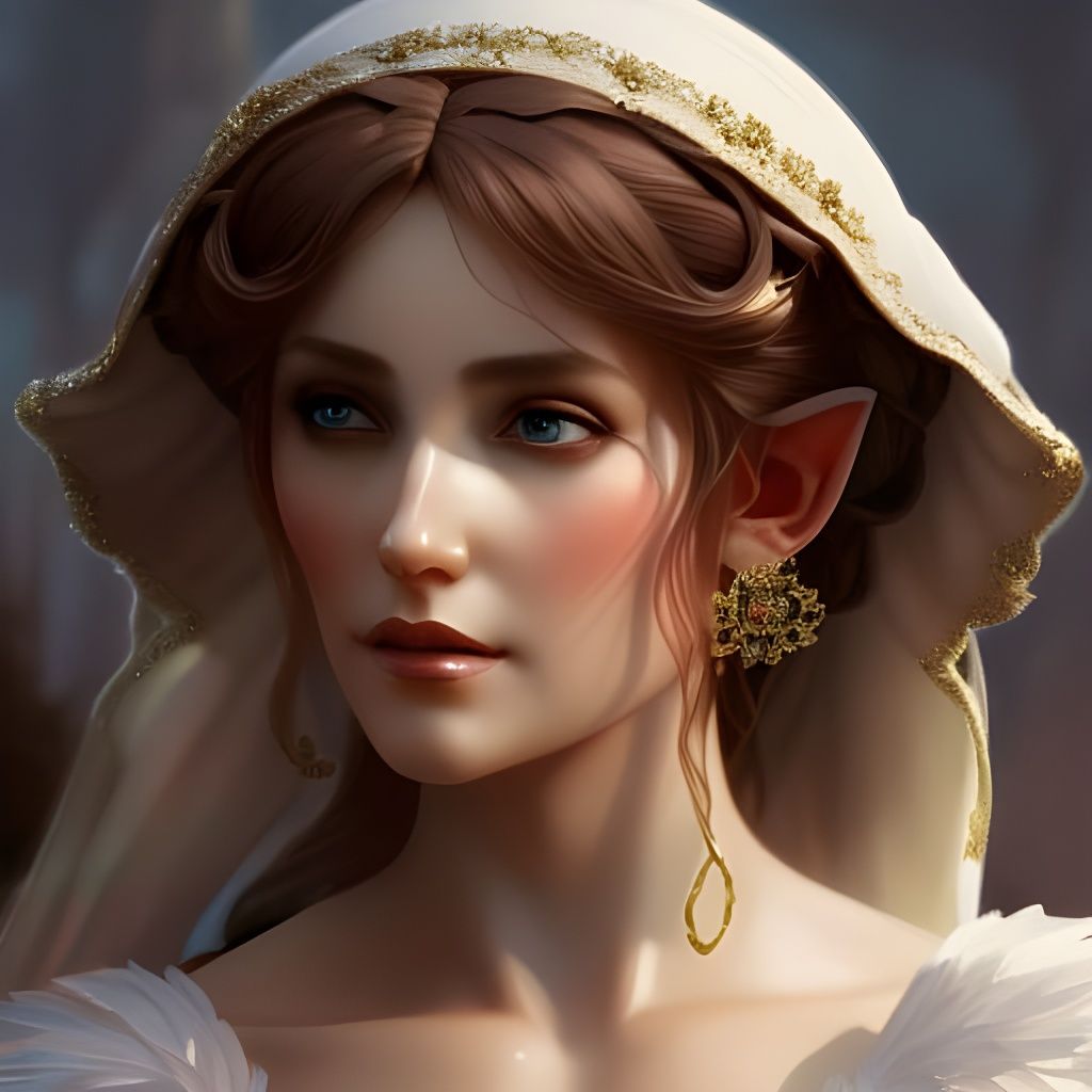 Elegant Elf Portrait in Art Nouveau Style