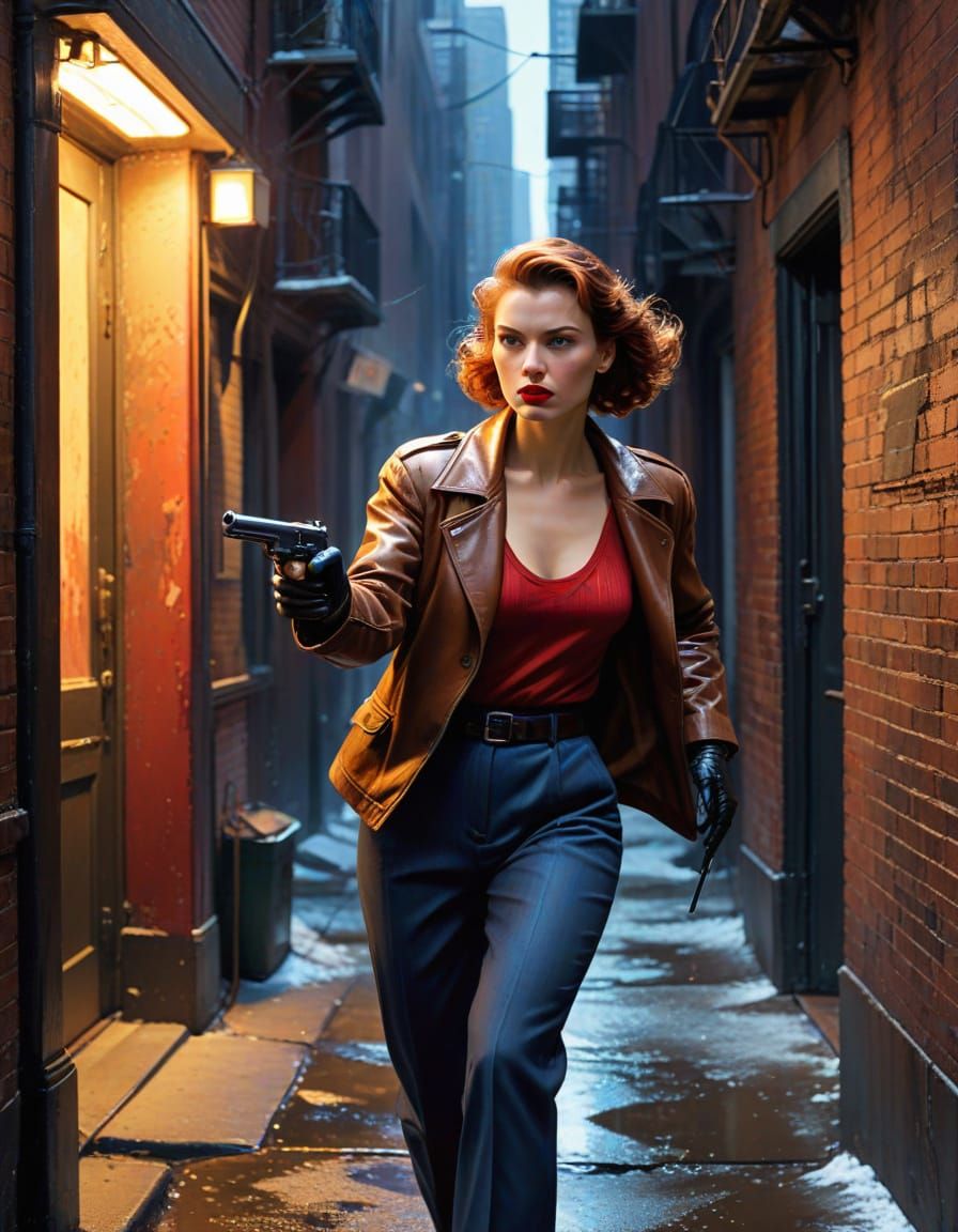 1940s Noir: Hard-Boiled Detective in Urban Alley