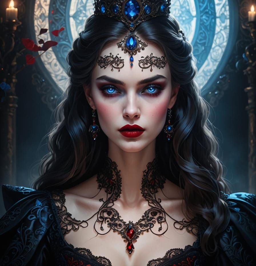 Vampire Queen in Romanticism Style Digital Illustration