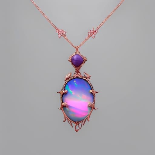 Ethereal gothic rose gold necklace with purple opal pendant ...