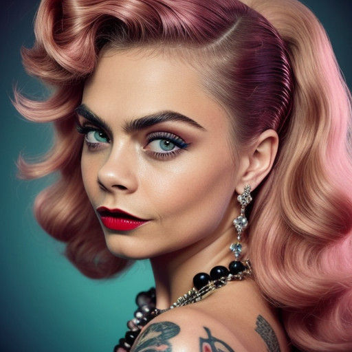 Glamorous Rockabilly Pin-Up Girl in Vibrant Details