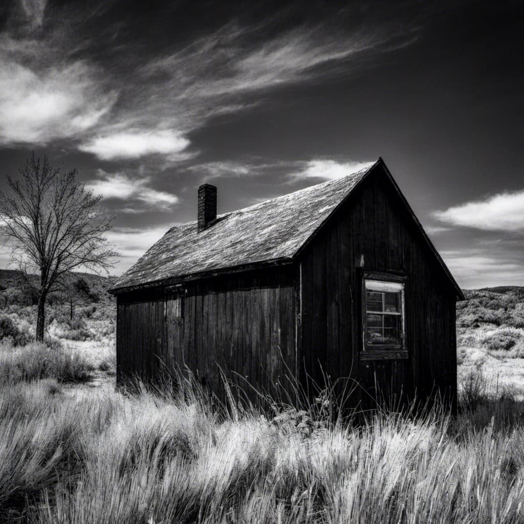 Small Black House with Foreboding Sky