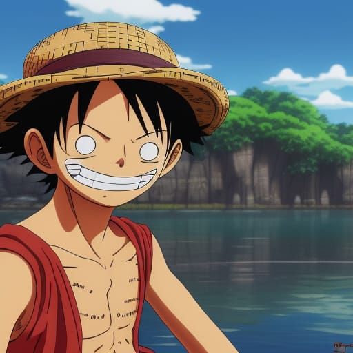 Luffy in Studio Ghibli Anime Key Visual