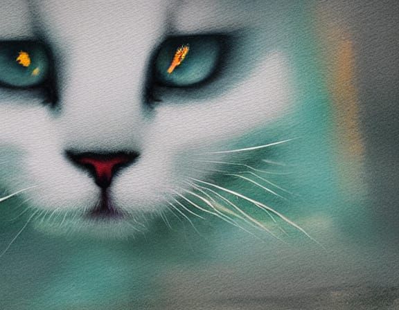 Eerie Calico Kitten Face in Surreal Nightmare