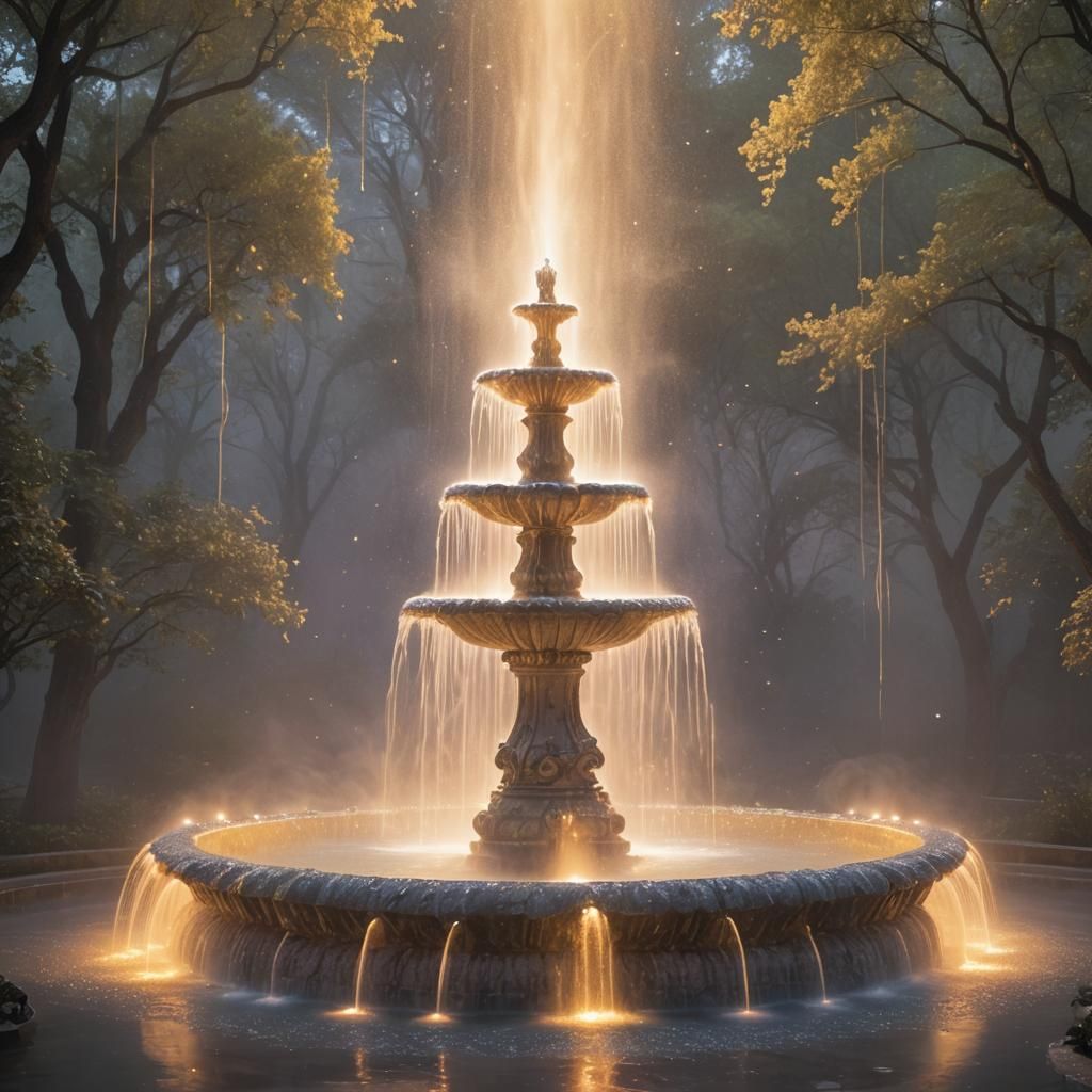 {
    "prompt": "A glowing fountain made of luminous stardus...