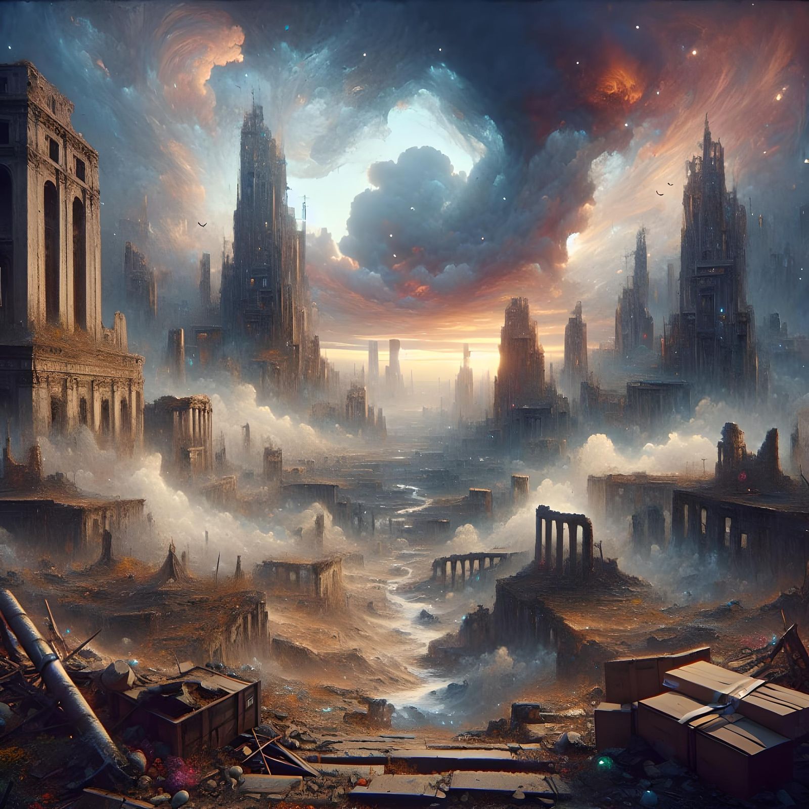 Post-Apocalyptic City Ruins: Fantasy Concept Art