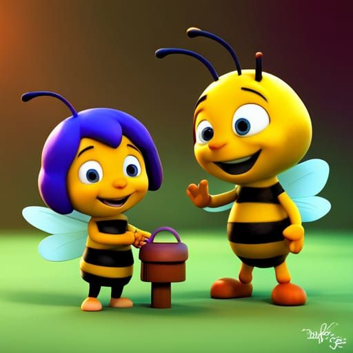 Maya the Bee and Willy: 3D Digital Art