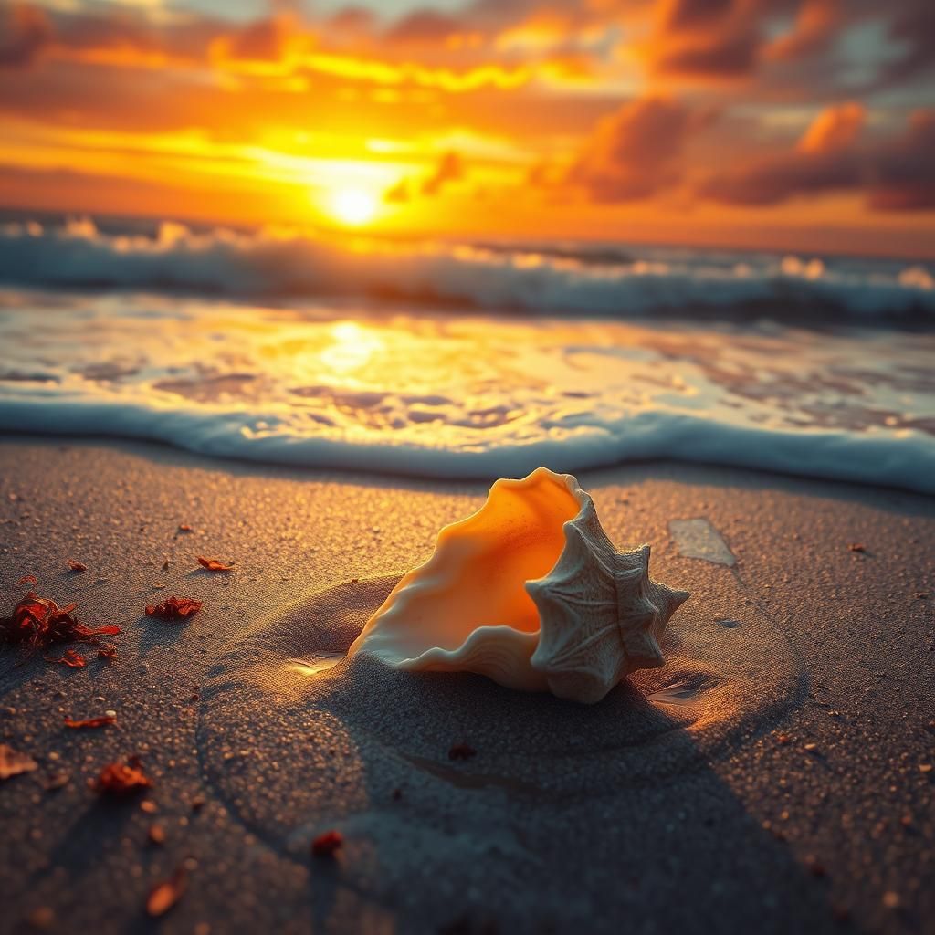 Seashell Sunset: A Digital Landscape Painting