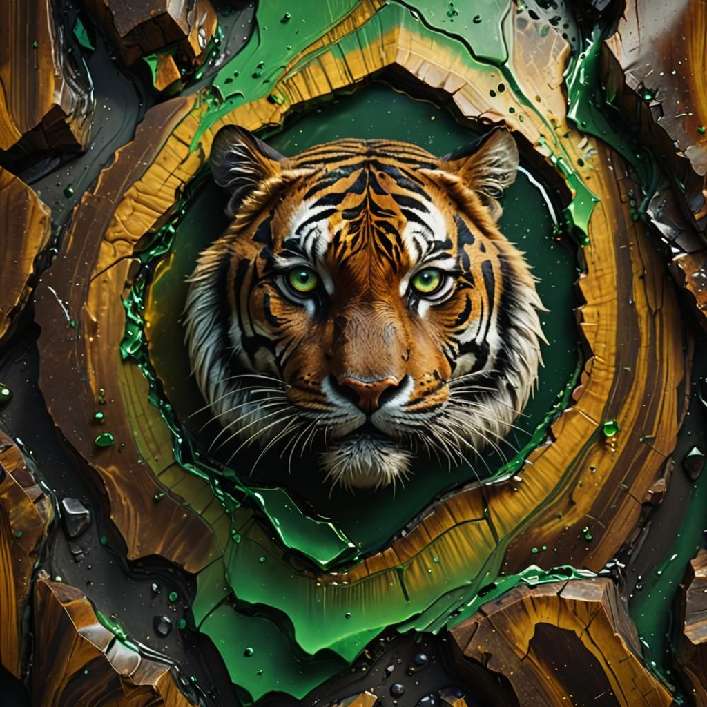 Close-up of a Tiger Eye in Fantasy Style