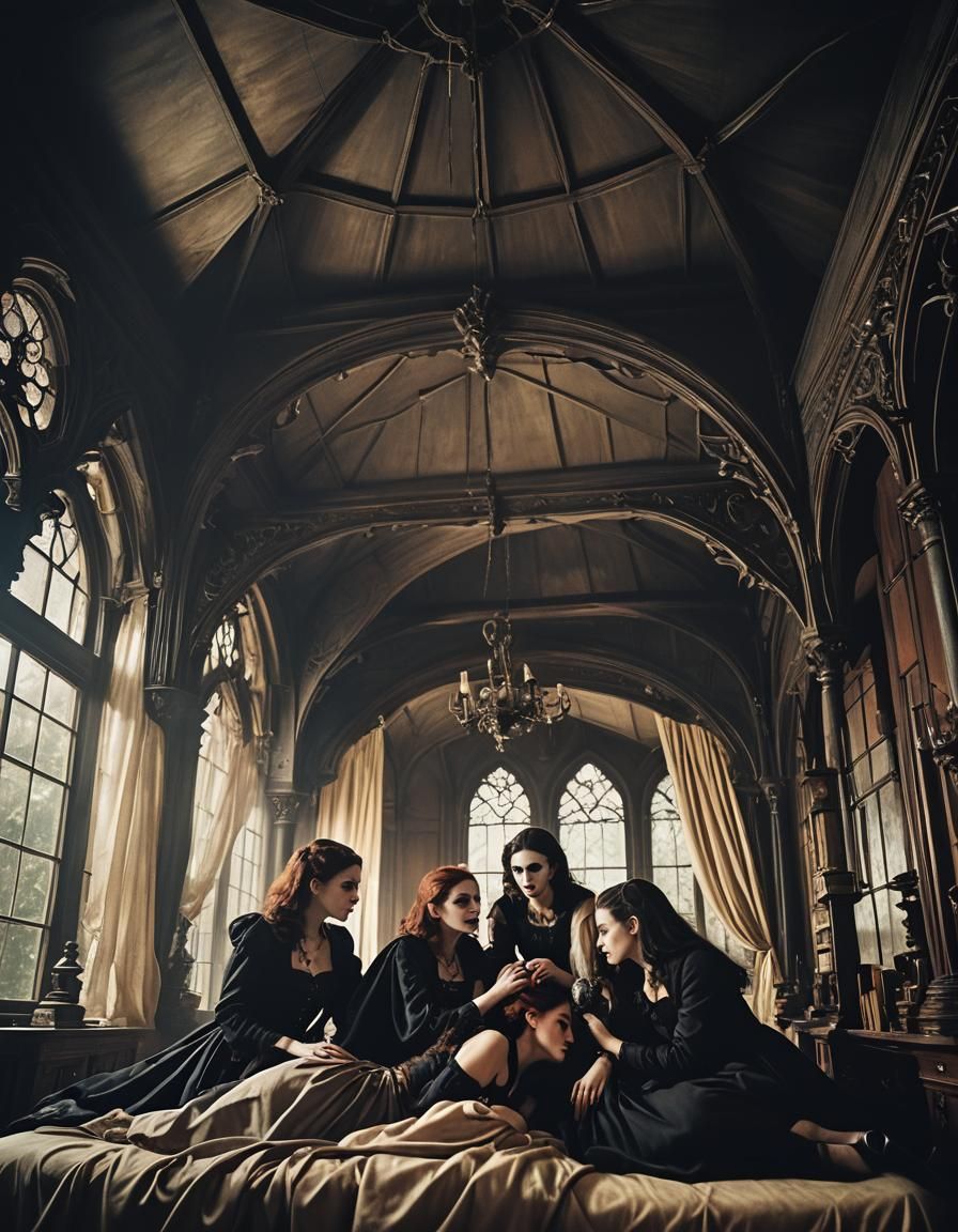 Gothic Vampire Librarian Cinematic Film Still