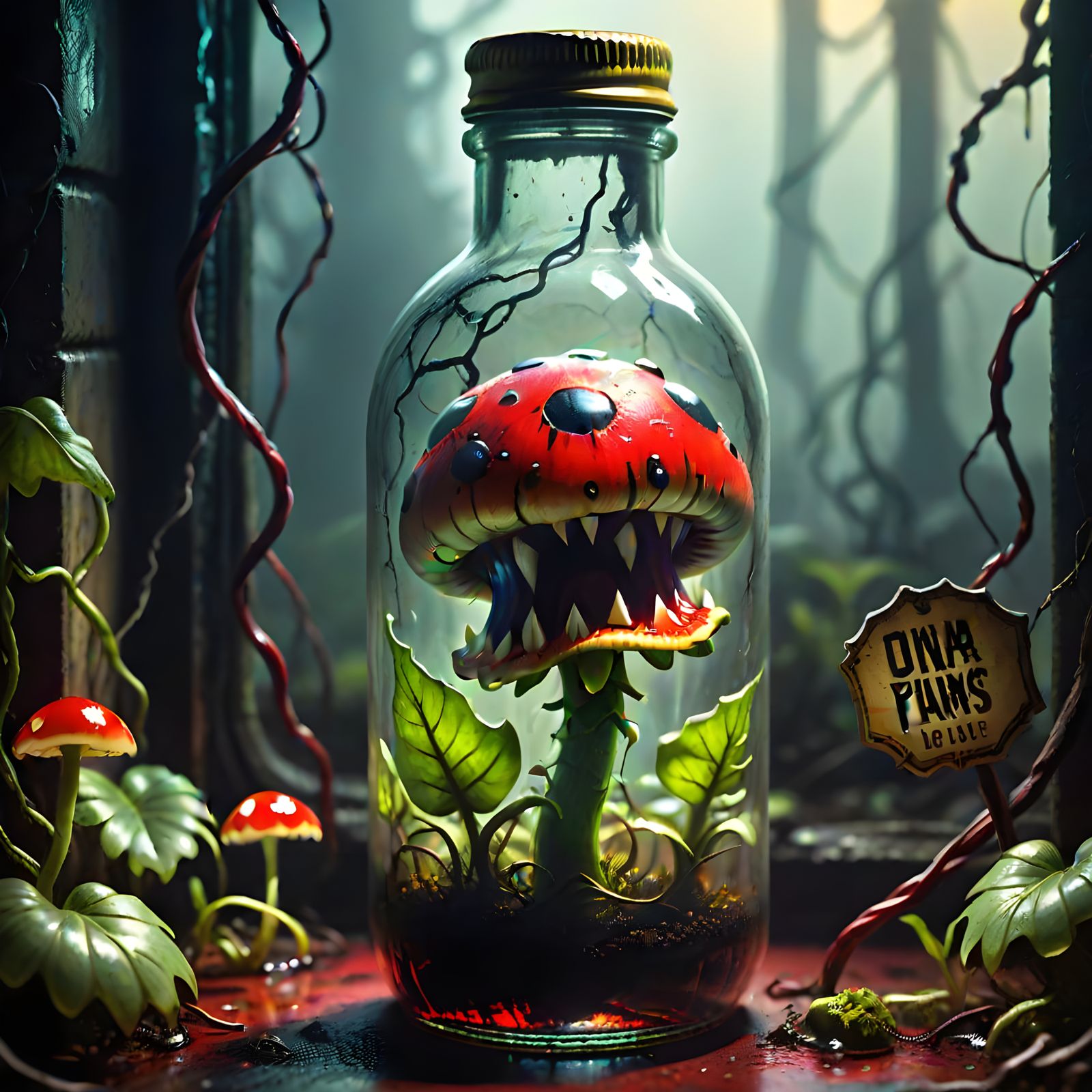 Ethereal Piranha Plant Basks in Red Twilight