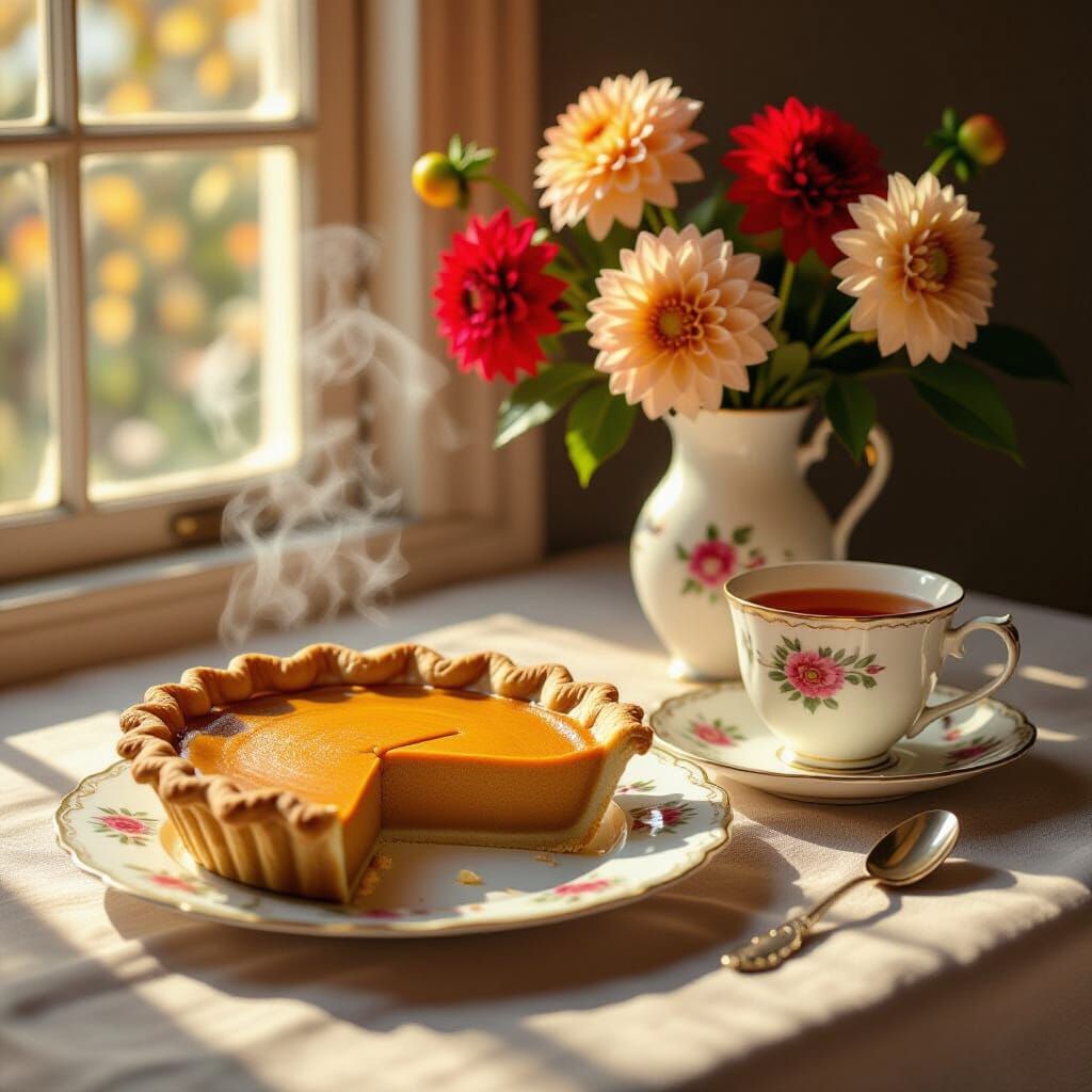Pumpkin Pie Still Life as Digital Matte Painting