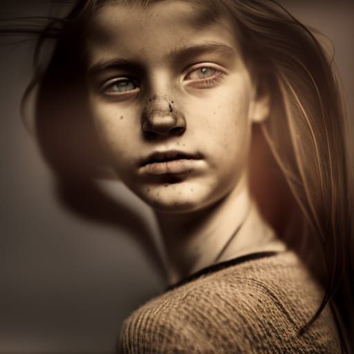 Vintage Portrait of Girl with Brown Hair