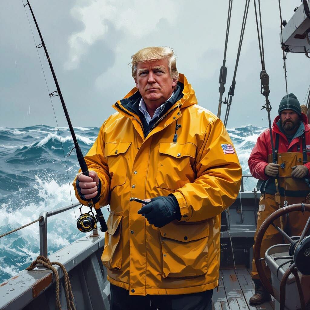 Donald Trump as Fisherman in Digital Painting