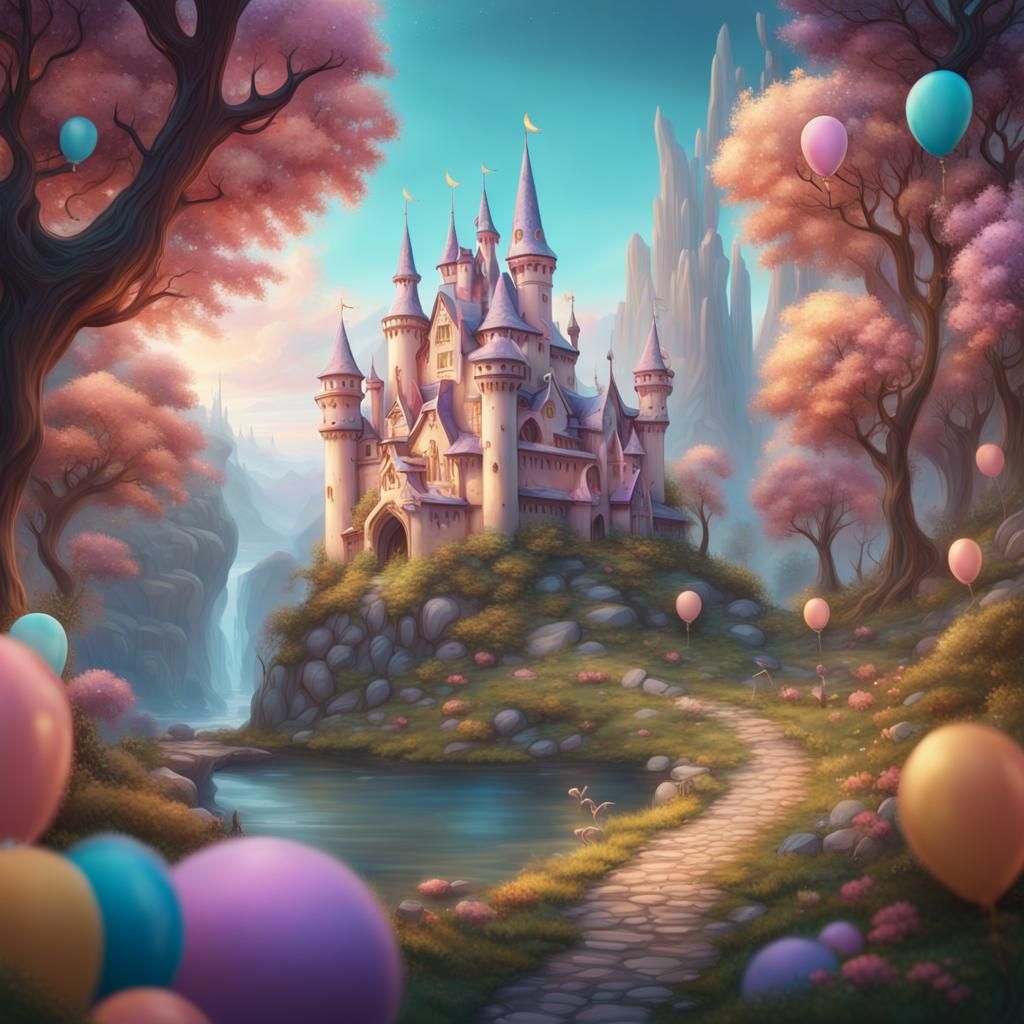 Festive Fairytale in Pastel Colors for Birthday Card