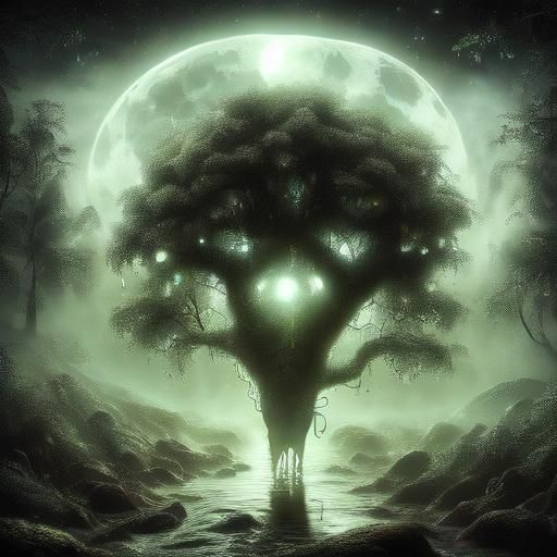 Horse and Rider Galloping Through Misty Forest