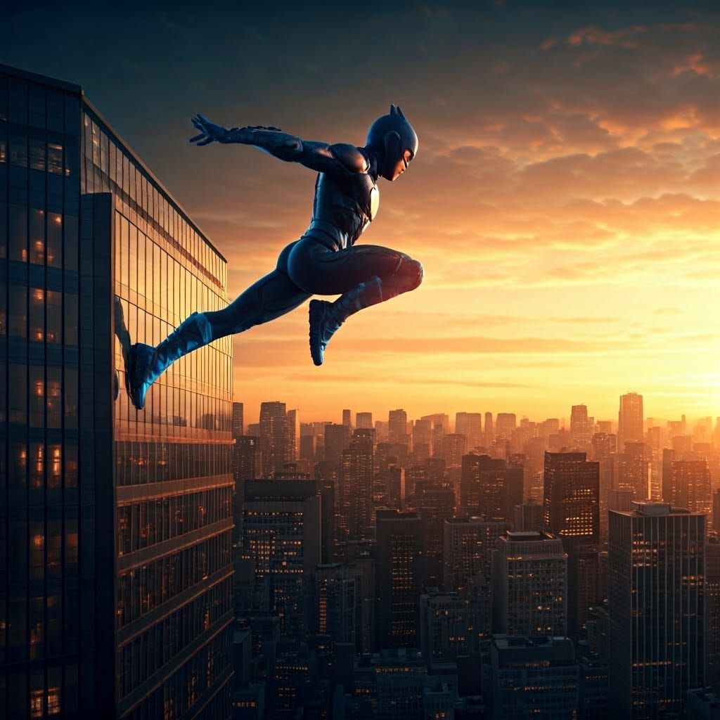 Epic Superhero Leaps from City Rooftop