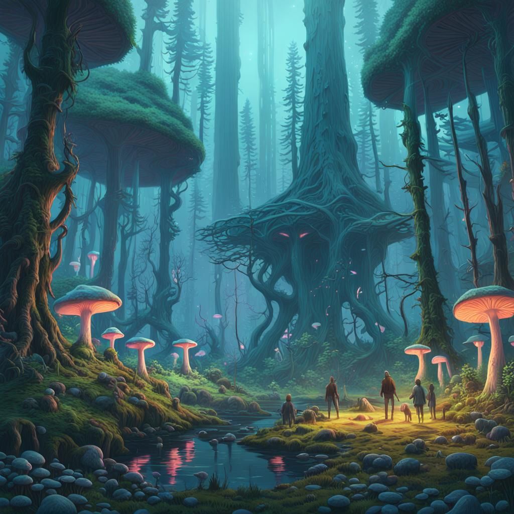 Enchanted Forest Gathering of Mythical Creatures