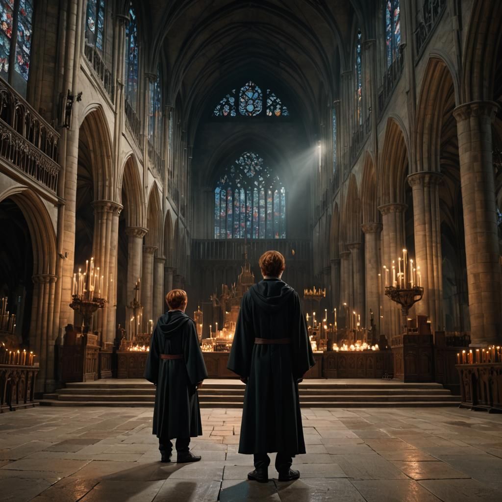 Harry Potter at Cathedral Altar: Cinematic CG Art